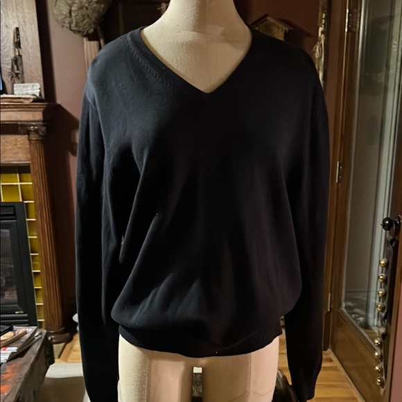 Lands End Navy Blue V-Neck Sweater - Picture 1 of 3